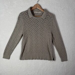 Soft Surroundings Shirt Womens XL Brown Gold Verrana‎ Knit Sweater Casual Preppy